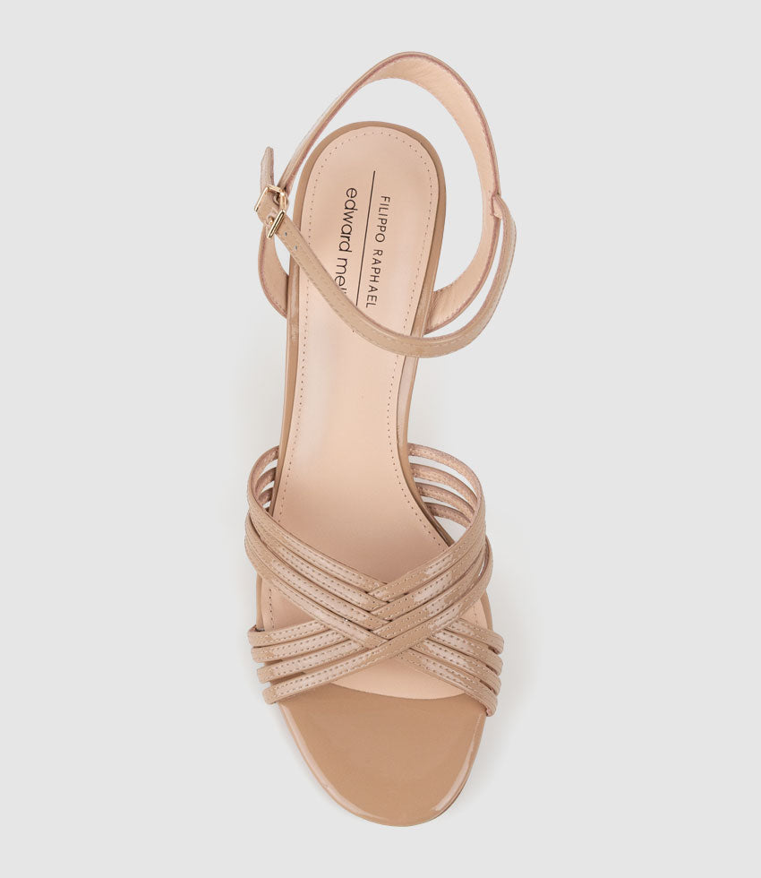 SONAS85 Strappy Sandal in Nude Patent - Edward Meller