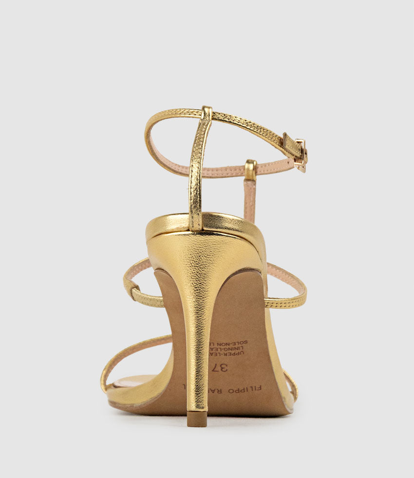 SONATA80 Fine Strap Sandal in Aged Gold - Edward Meller