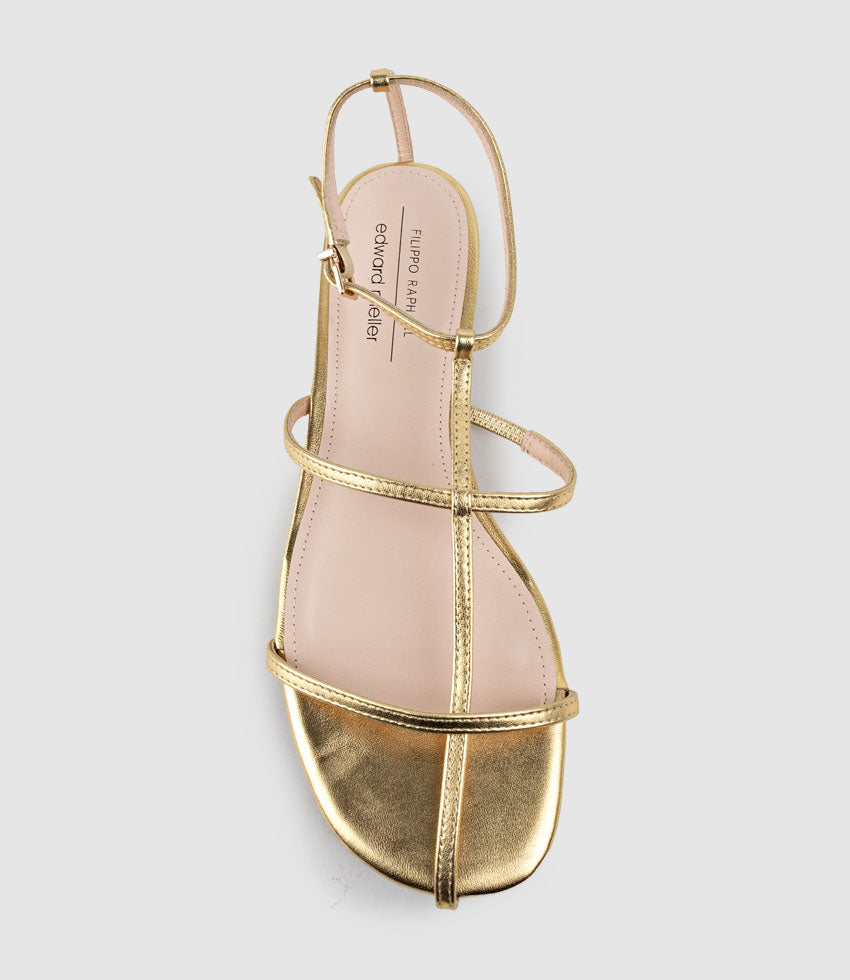 SONATA80 Fine Strap Sandal in Aged Gold - Edward Meller