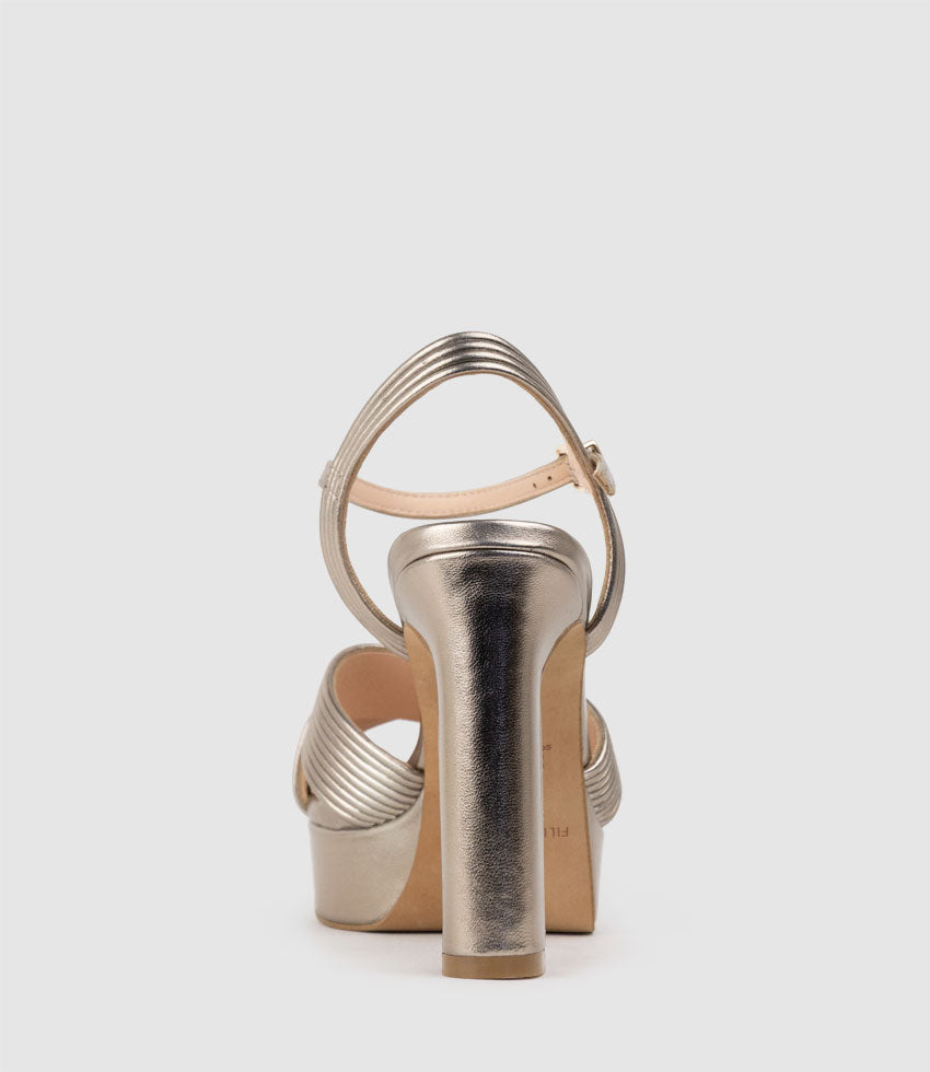 SORROW110 Tubed Crossover Platform Sandal in Pewter | Edward Meller