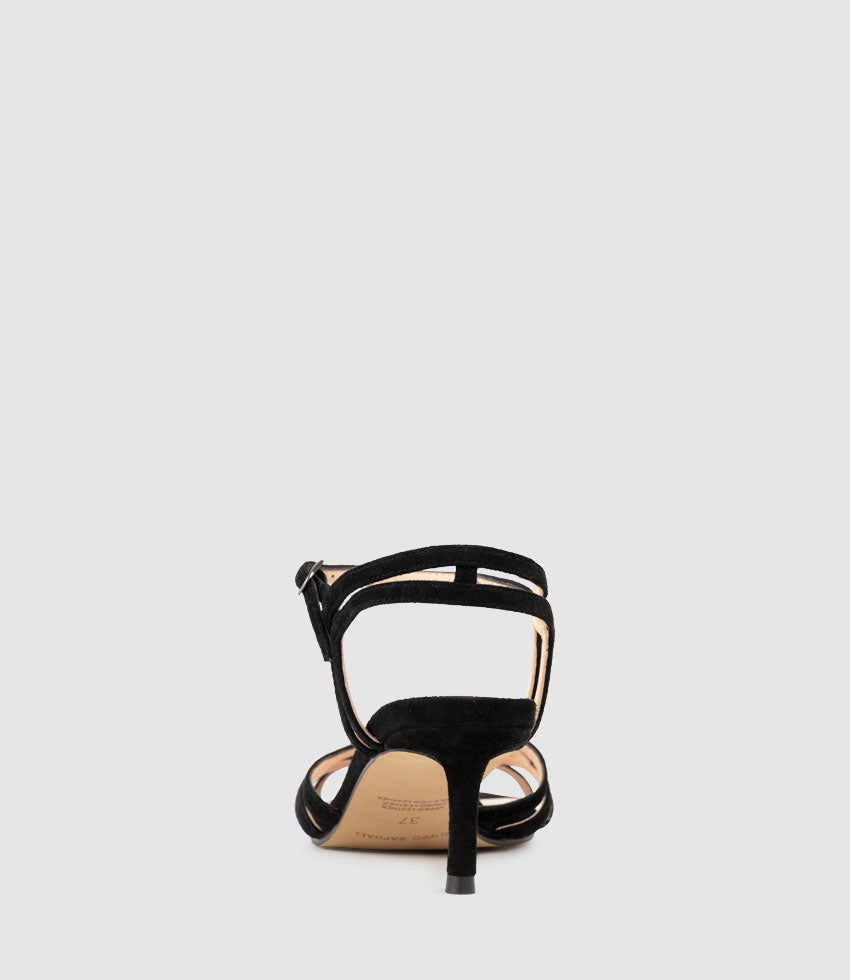 SORYN55 Lattice Front Sandal in Black Suede - Edward Meller
