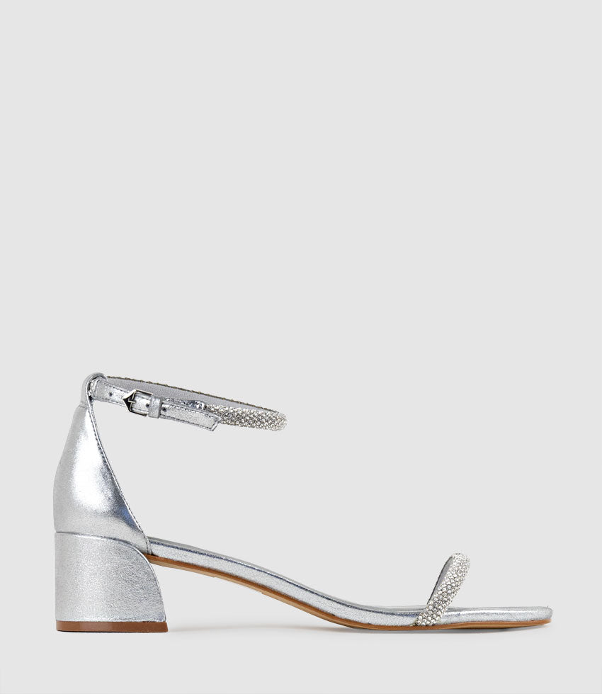 STELLAR50 Crystal Strappy Sandal in Silver - Edward Meller