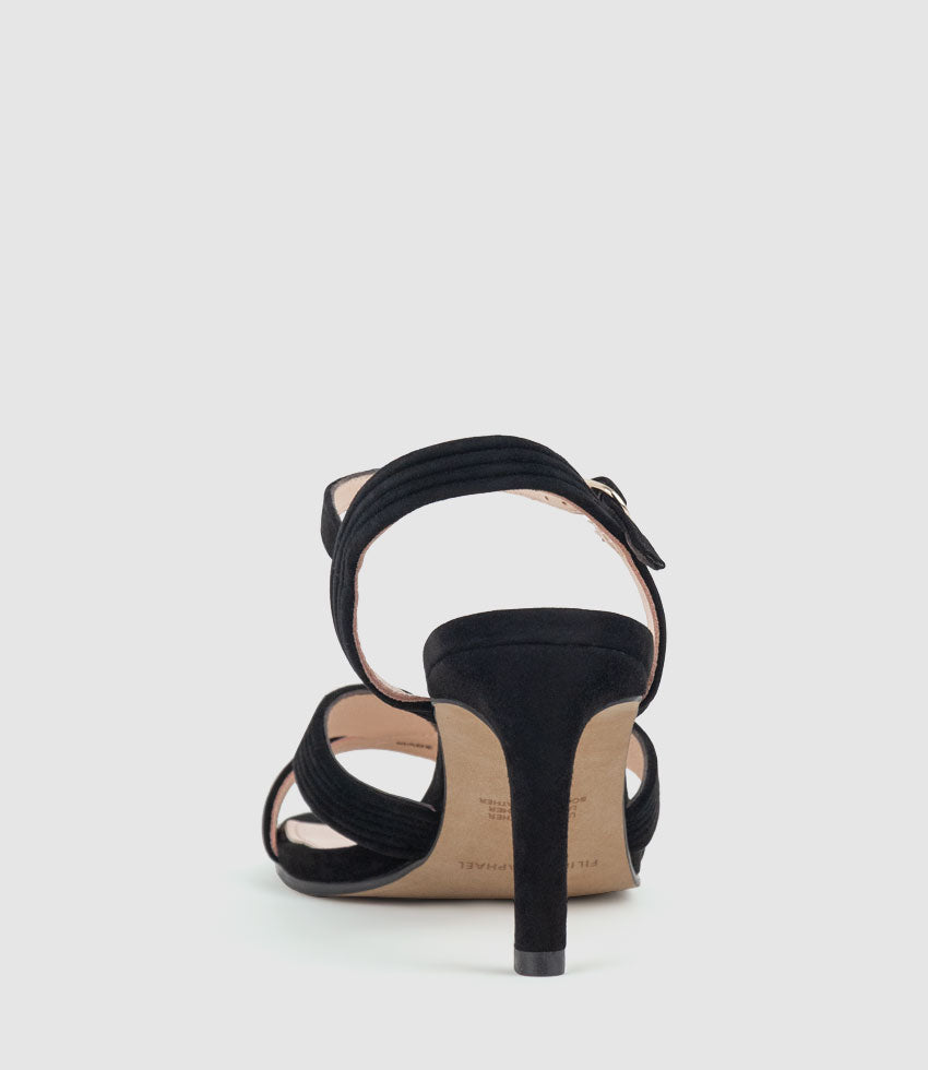 SULIN75 Tubed V Front Sandal in Black Suede - Edward Meller