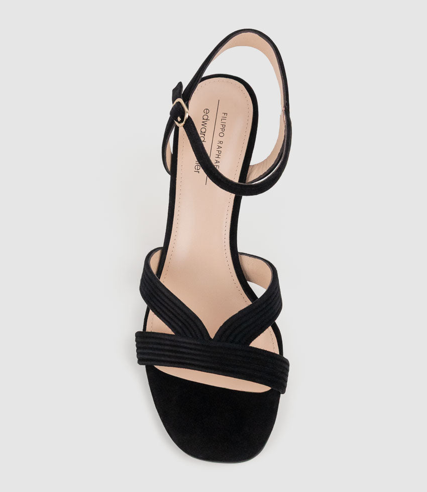 SULIN75 Tubed V Front Sandal in Black Suede - Edward Meller
