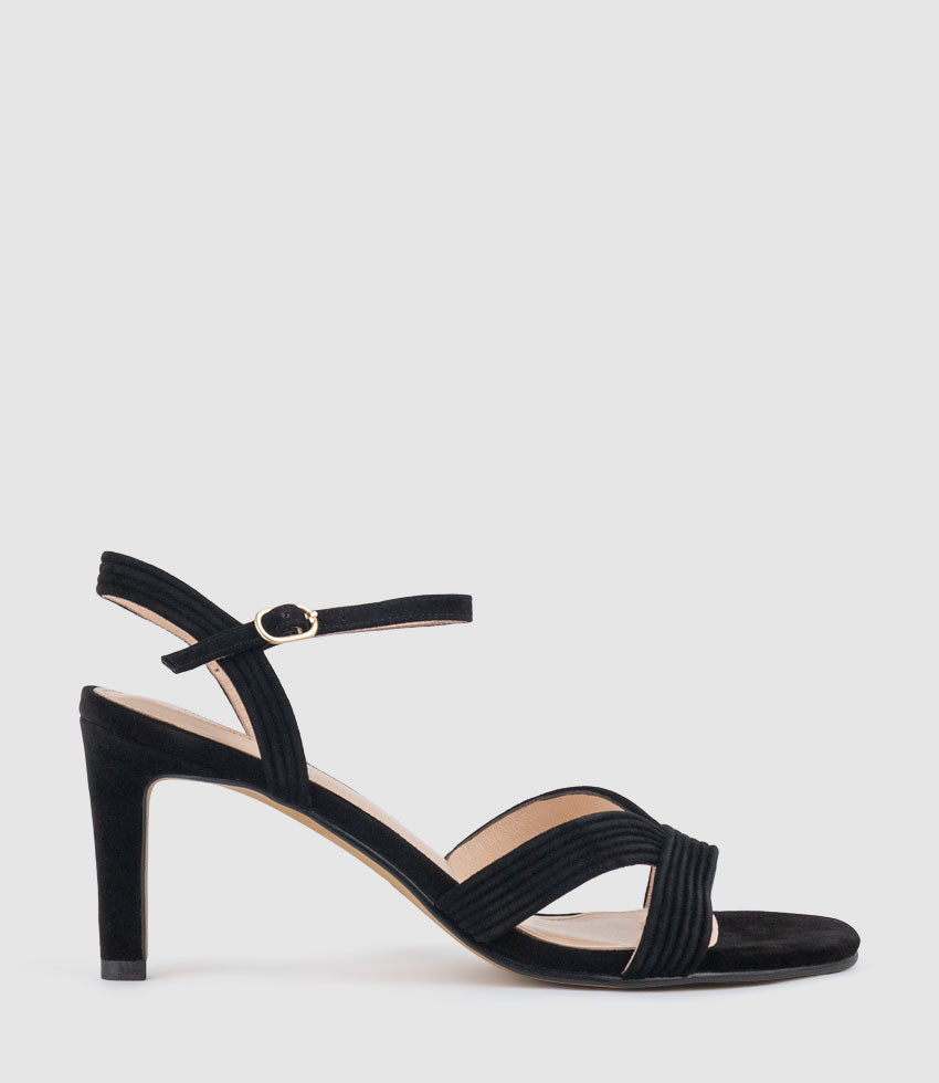 SULIN75 Tubed V Front Sandal in Black Suede - Edward Meller