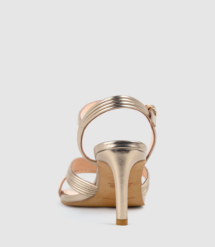 SULIN75 Tubed V Front Sandal in Rosegold - Edward Meller