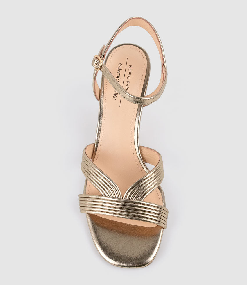 SULIN75 Tubed V Front Sandal in Rosegold - Edward Meller