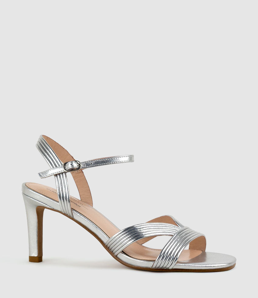 SULIN75 Tubed V Front Sandal in Silver - Edward Meller