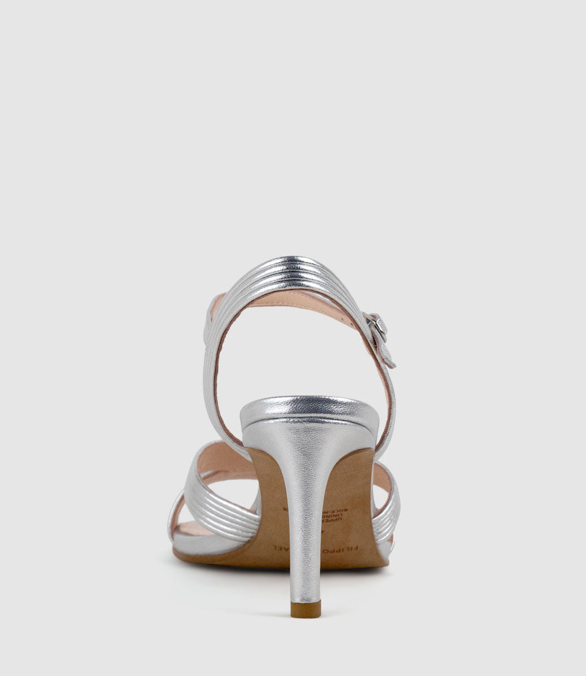 SULIN75 Tubed V Front Sandal in Silver - Edward Meller