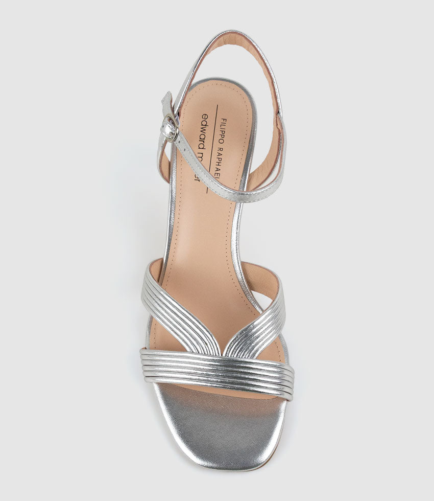SULIN75 Tubed V Front Sandal in Silver - Edward Meller