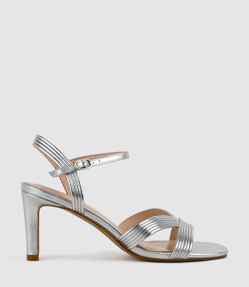 SULIN75 Tubed V Front Sandal in Silver - Edward Meller