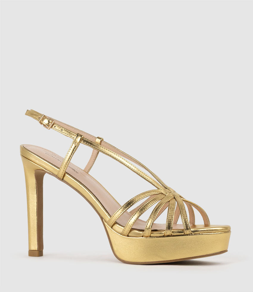 SUMMER110 Strappy Platform Sandal in Aged Gold