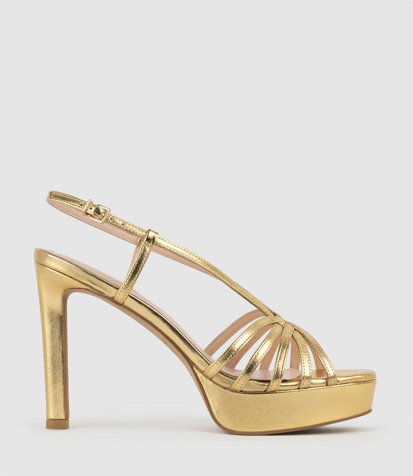 SUMMER110 Strappy Platform Sandal in Aged Gold