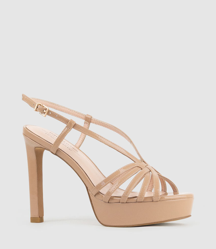 SUMMER110 Strappy Platform Sandal in Nude Patent - Edward Meller