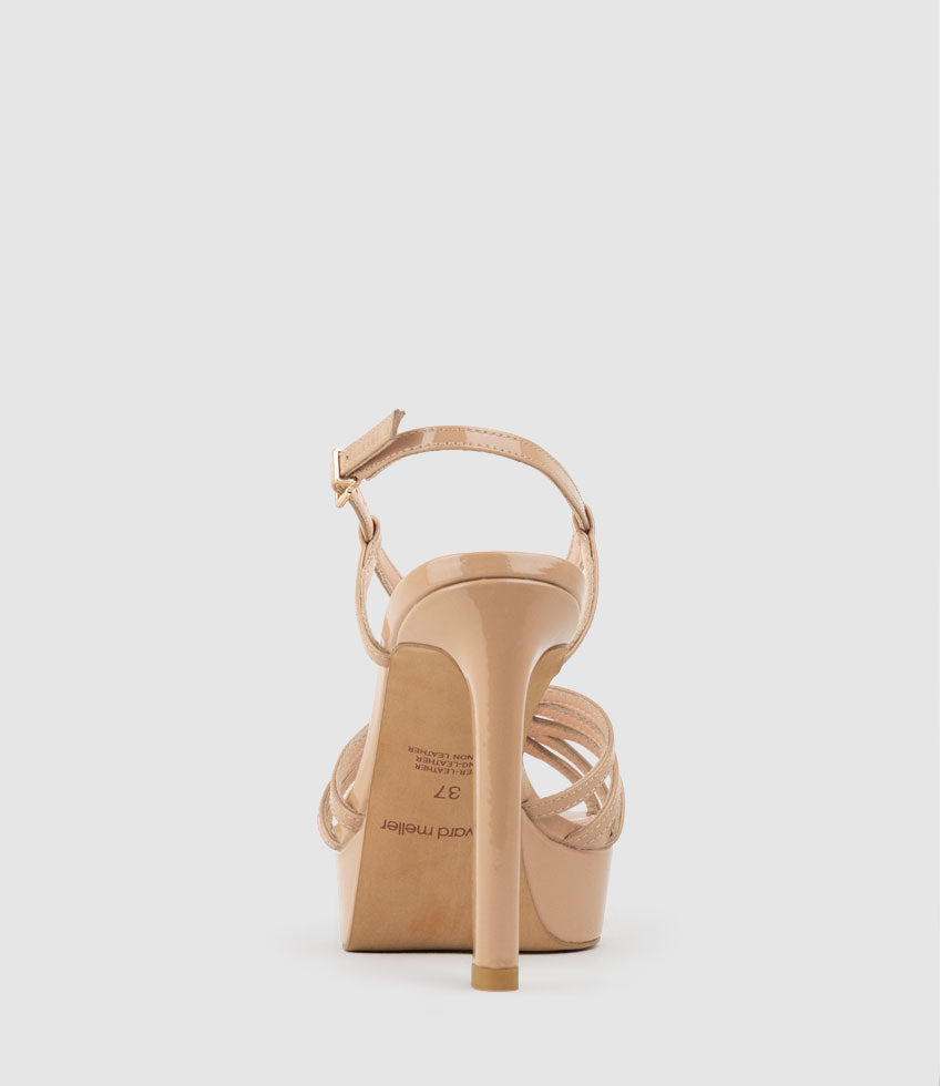 SUMMER110 Strappy Platform Sandal in Nude Patent - Edward Meller