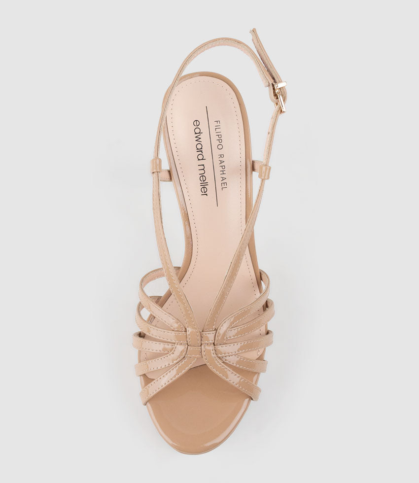 SUMMER110 Strappy Platform Sandal in Nude Patent - Edward Meller