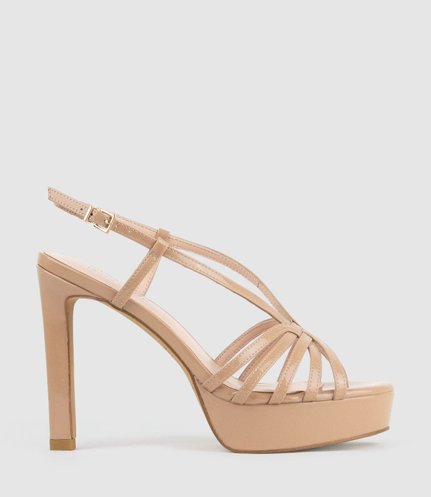 SUMMER110 Strappy Platform Sandal in Nude Patent - Edward Meller