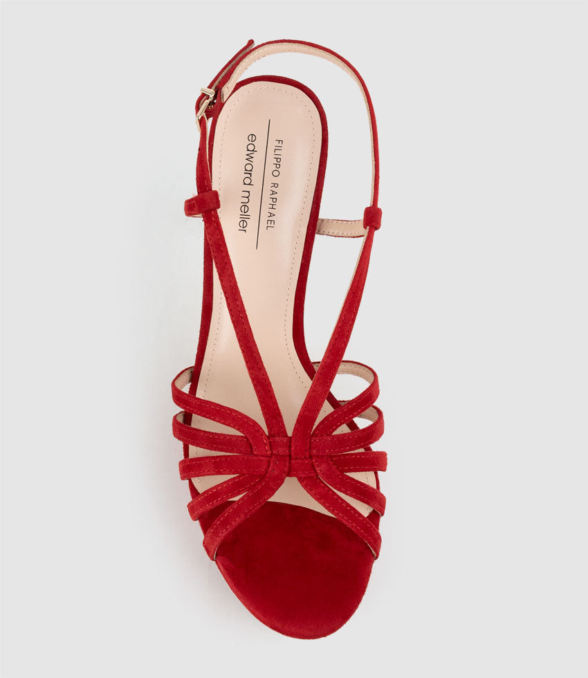 SUMMER110 Strappy Platform Sandal in Red Suede