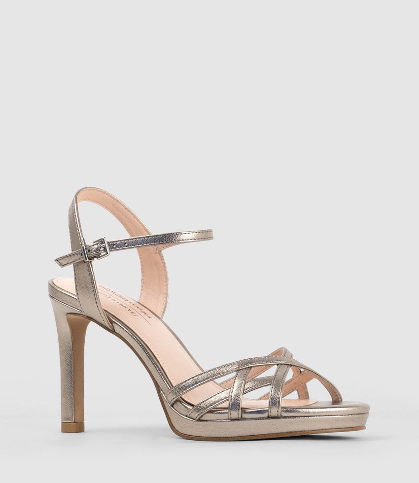 SWIFT90 Lattice Front Platform Sandal in Pewter - Edward Meller