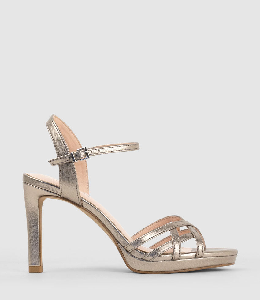 SWIFT90 Lattice Front Platform Sandal in Pewter - Edward Meller
