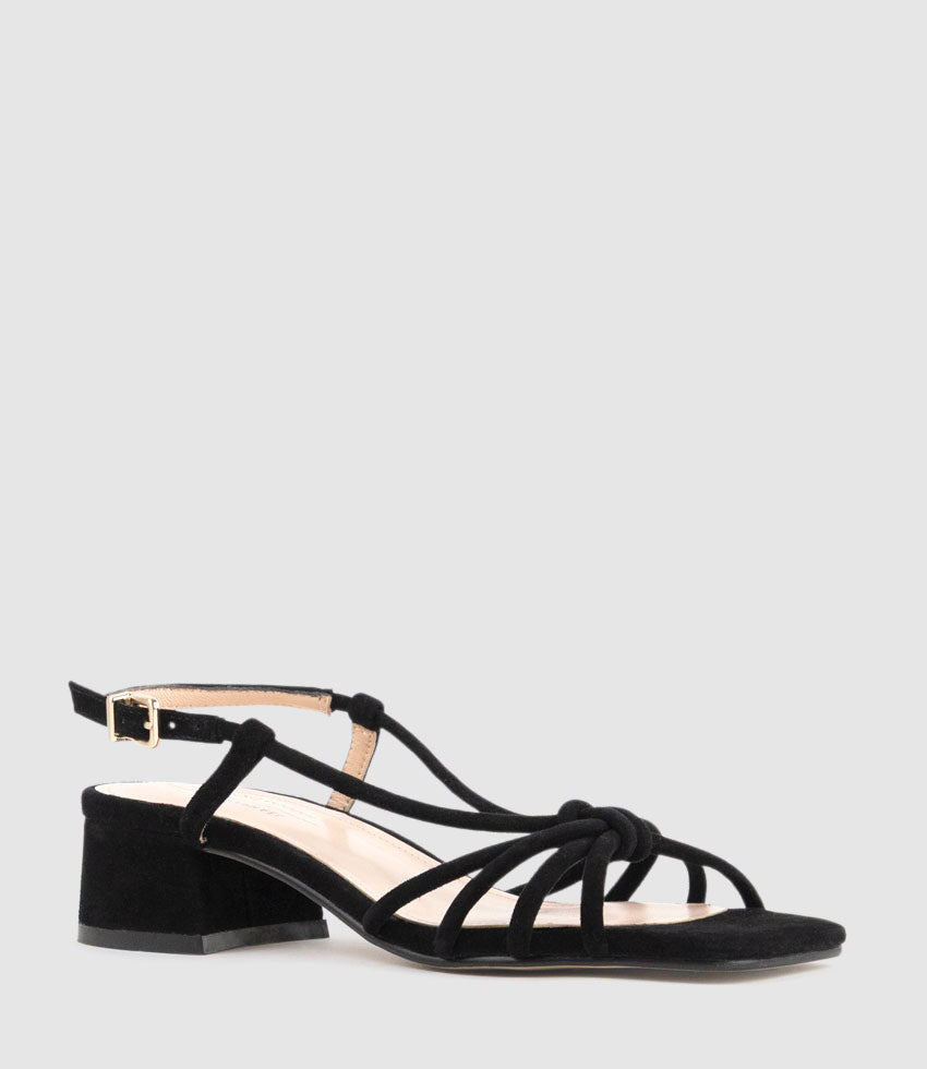 SYAN35 Tubed Knot Sandal in Black Suede - Edward Meller