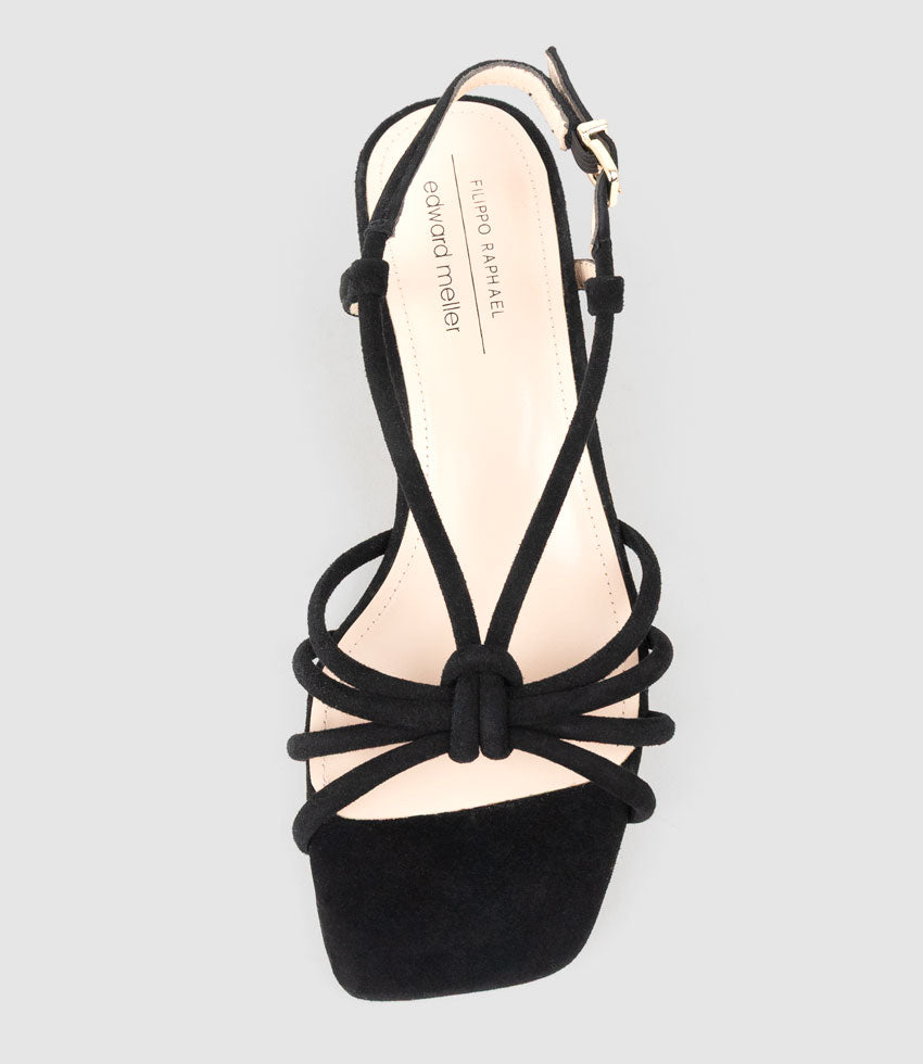 SYAN35 Tubed Knot Sandal in Black Suede - Edward Meller