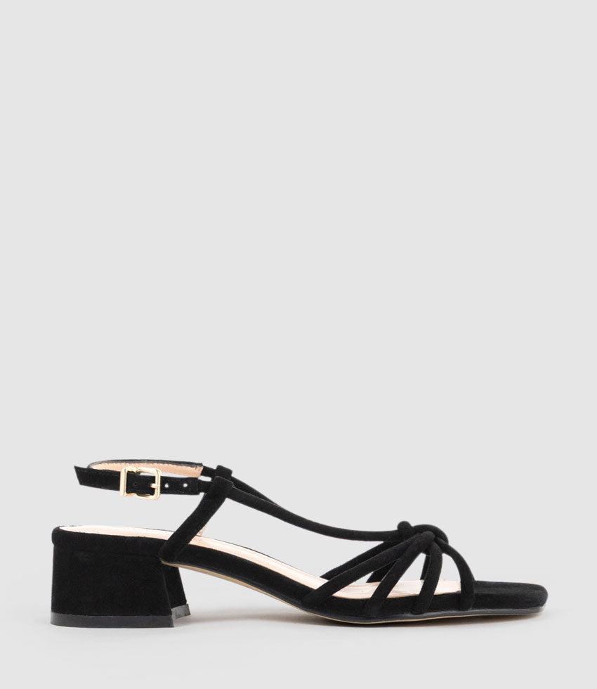 SYAN35 Tubed Knot Sandal in Black Suede - Edward Meller