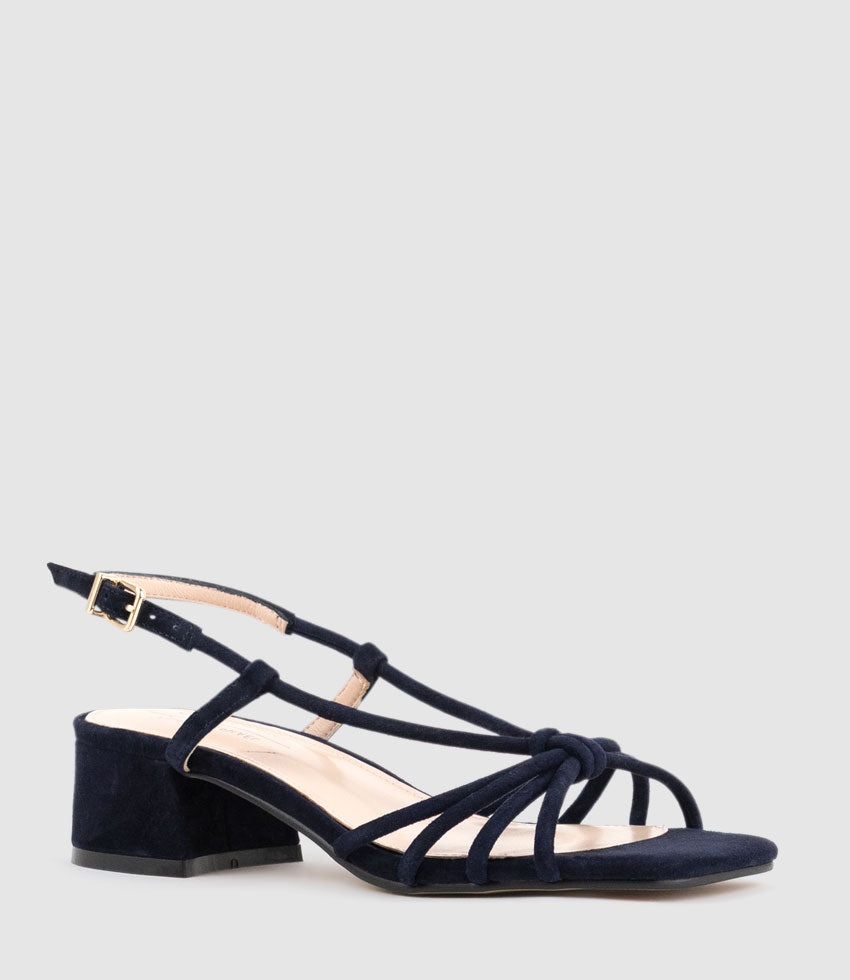 SYAN35 Tubed Knot Sandal in Navy Suede - Edward Meller