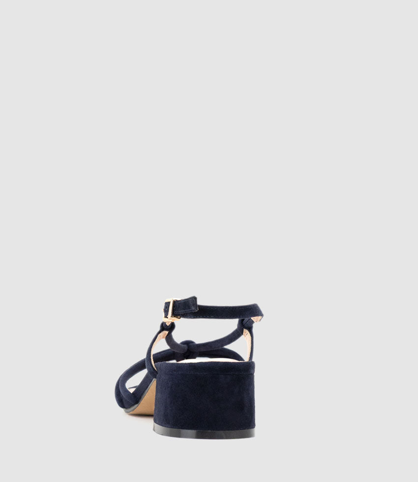 SYAN35 Tubed Knot Sandal in Navy Suede - Edward Meller