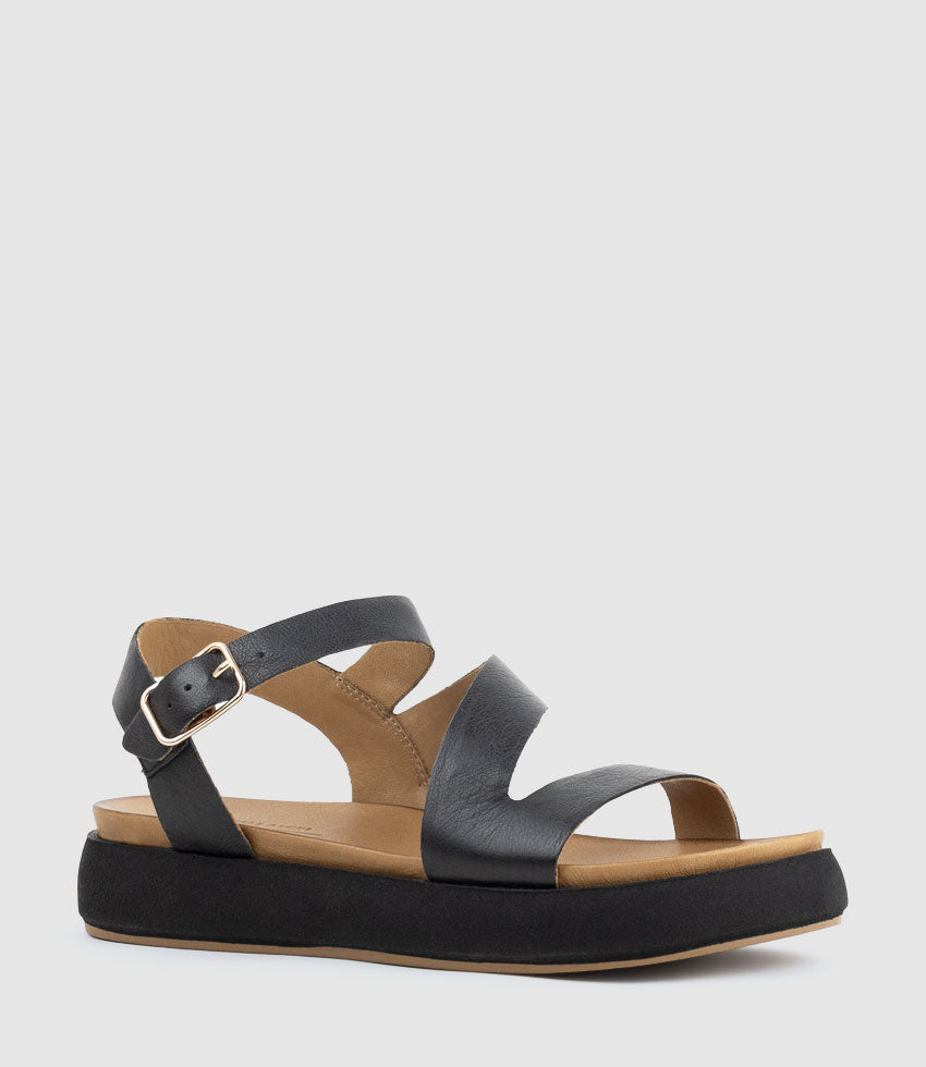 SYLAR Strappy Sandal on Unit in Black - Edward Meller