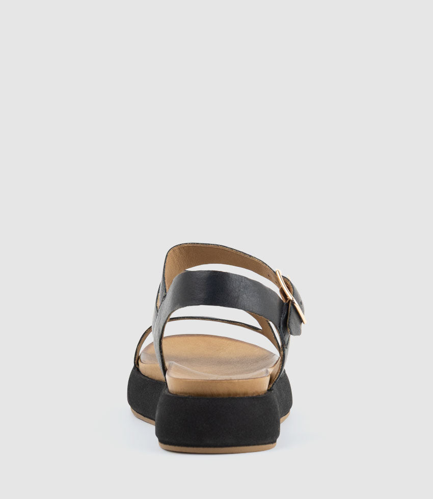 SYLAR Strappy Sandal on Unit in Black - Edward Meller