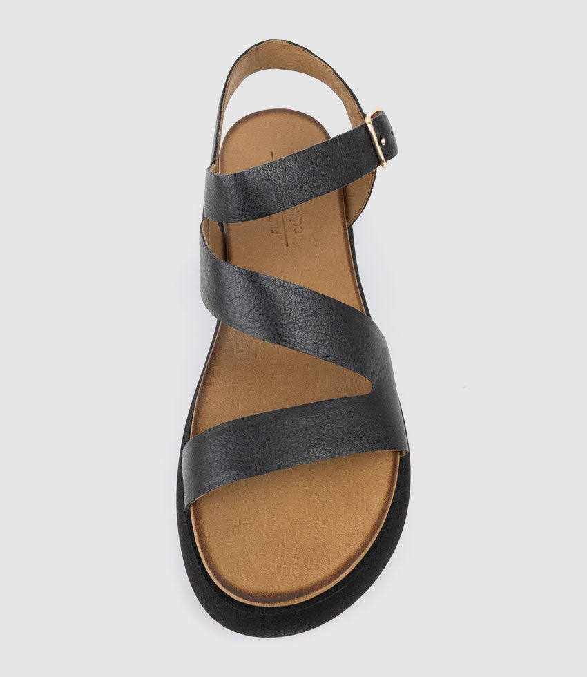 SYLAR Strappy Sandal on Unit in Black - Edward Meller