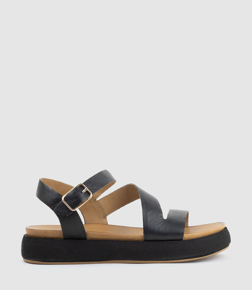 SYLAR Strappy Sandal on Unit in Black - Edward Meller