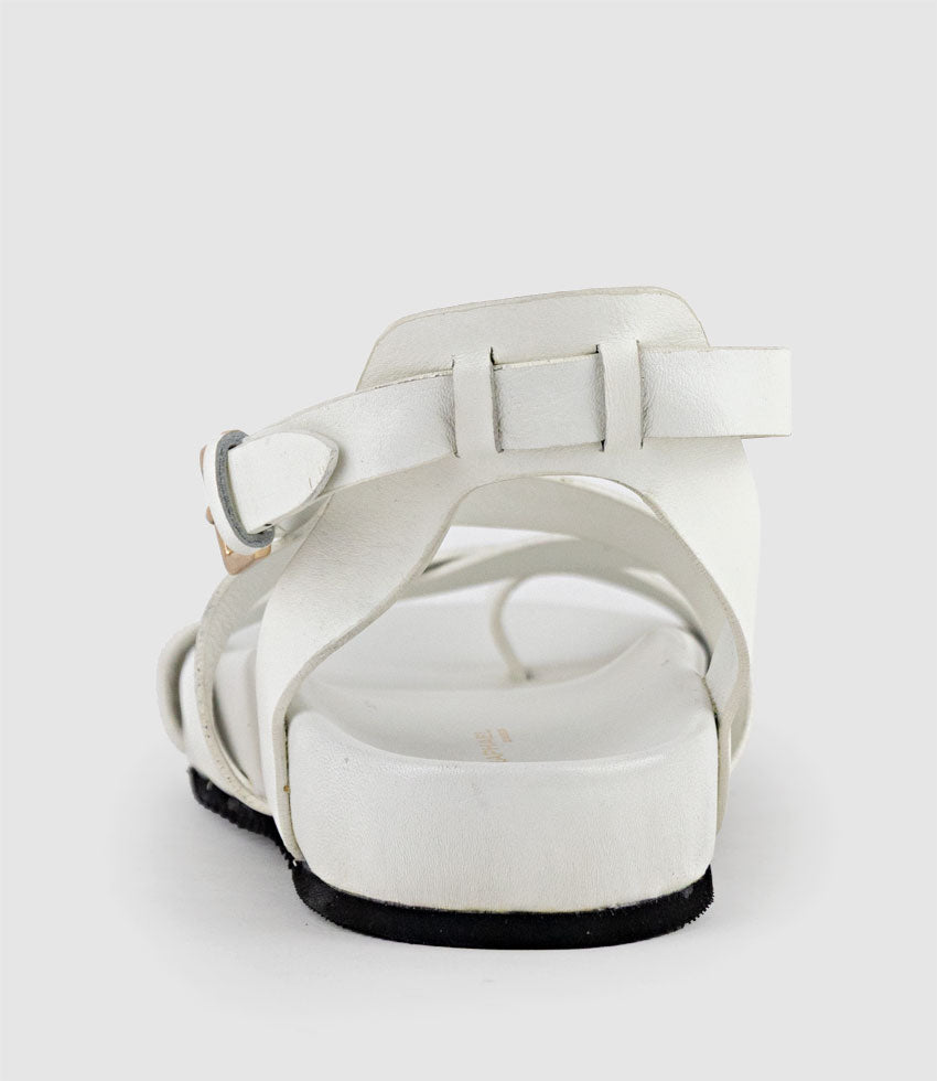 SYM Strappy Sandal on Footbed in White - Edward Meller