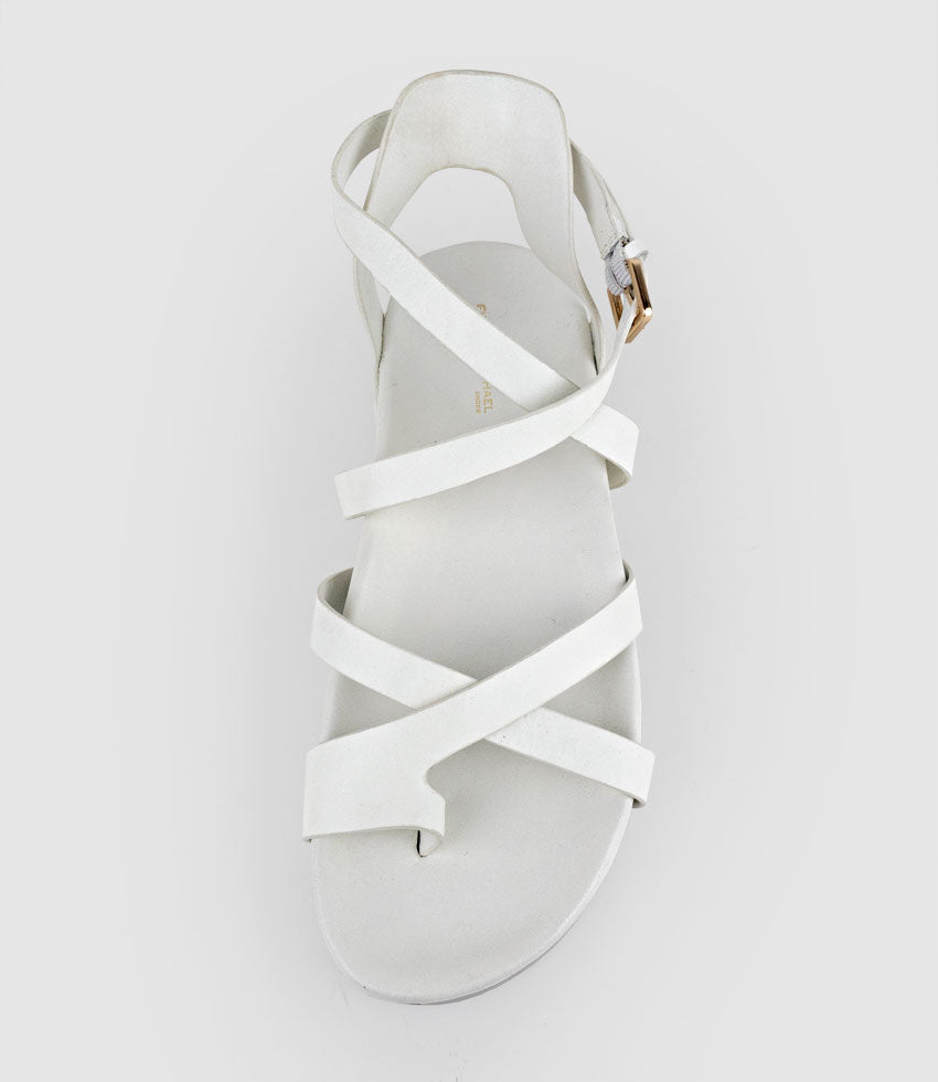 SYM Strappy Sandal on Footbed in White - Edward Meller