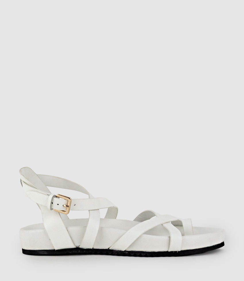 SYM Strappy Sandal on Footbed in White - Edward Meller