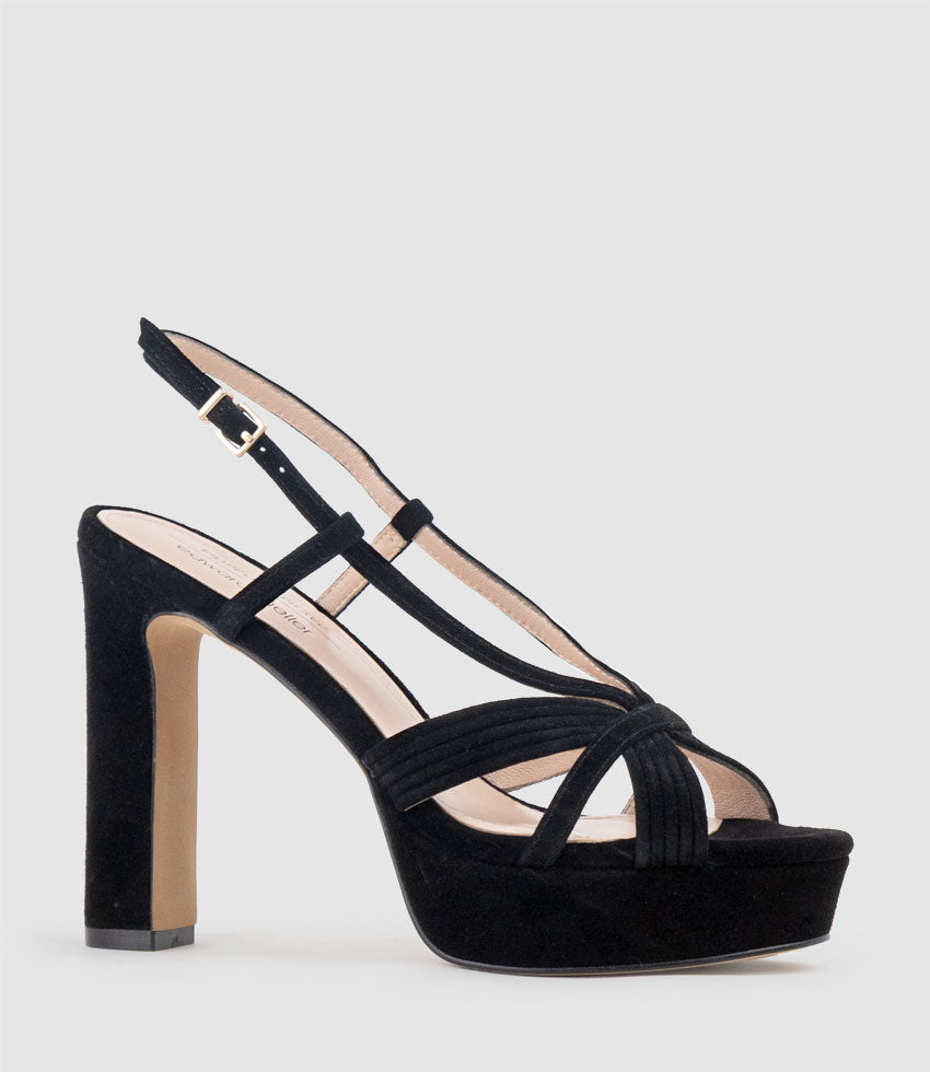 SYRO110 V Strap Platform Sandal in Black Suede - Edward Meller