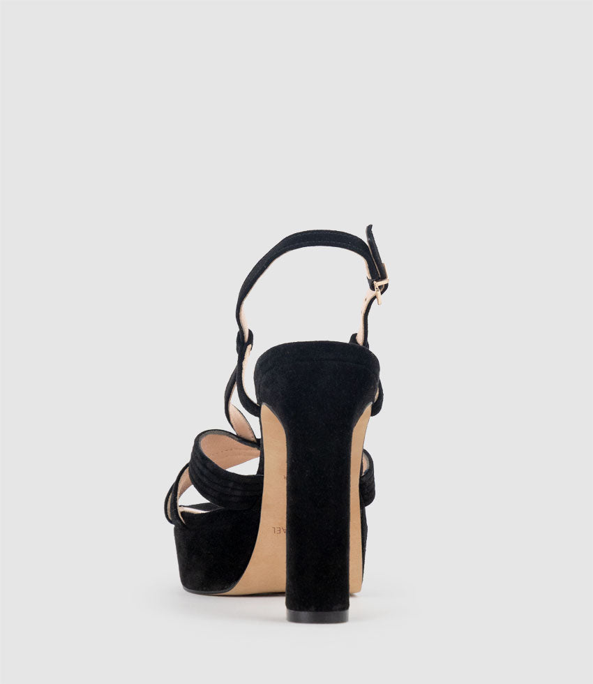 SYRO110 V Strap Platform Sandal in Black Suede - Edward Meller