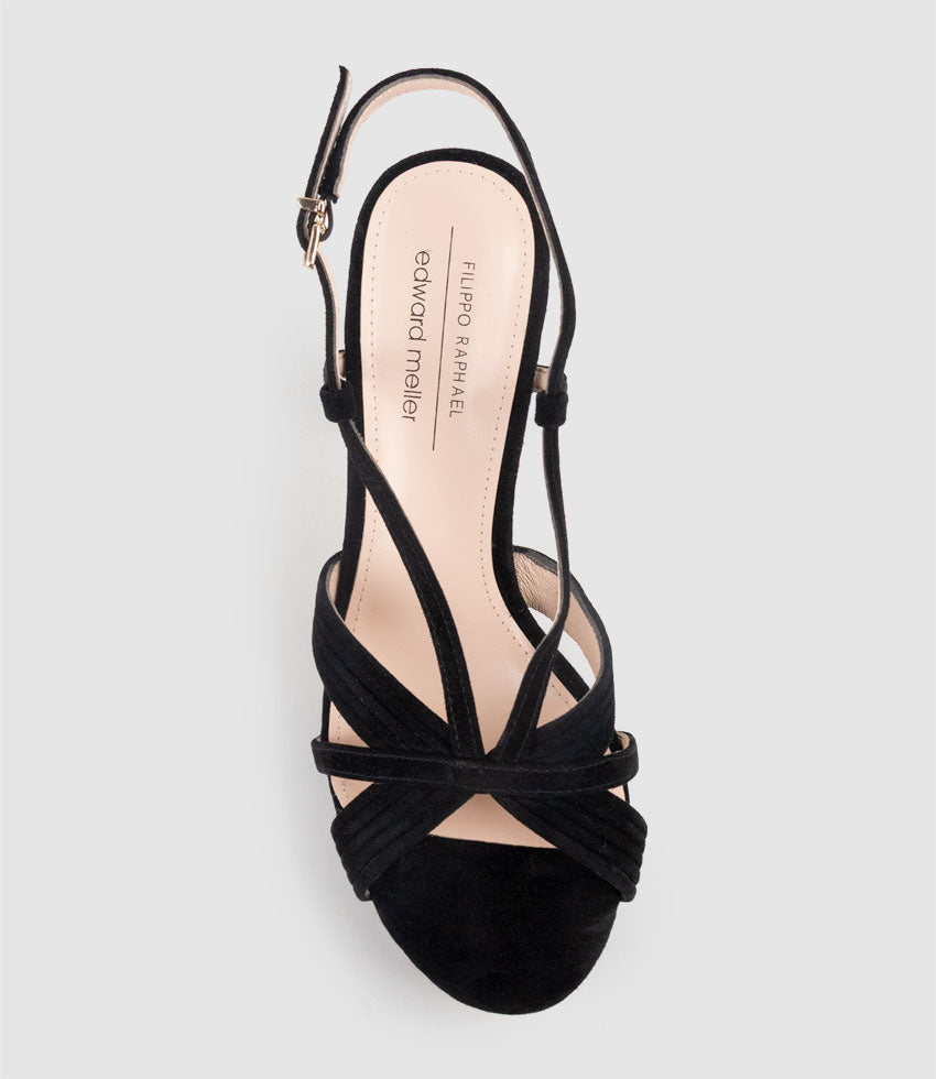 SYRO110 V Strap Platform Sandal in Black Suede - Edward Meller