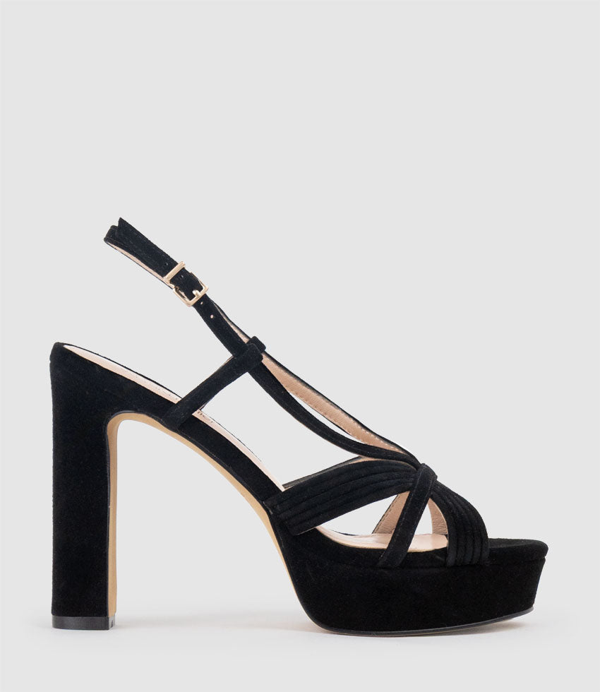 SYRO110 V Strap Platform Sandal in Black Suede - Edward Meller