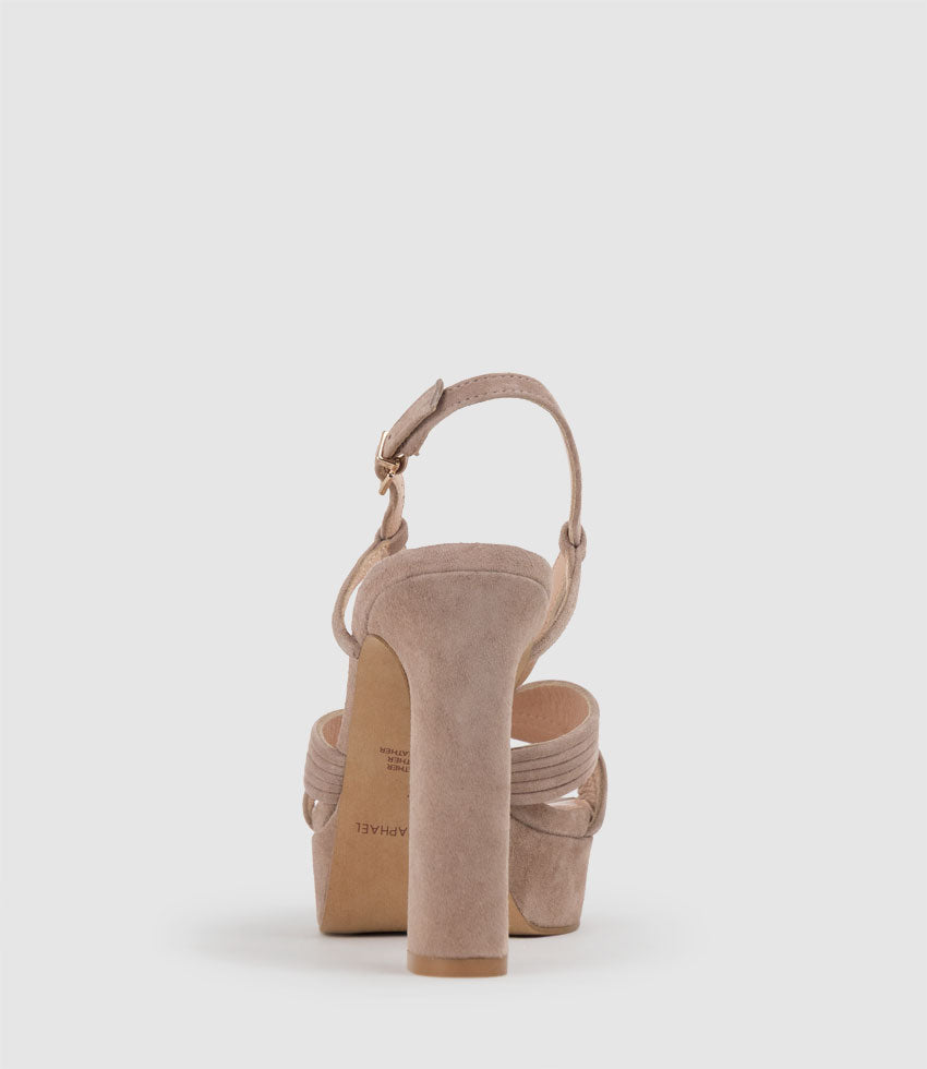 SYRO110 V Strap Platform Sandal in Nude Suede - Edward Meller