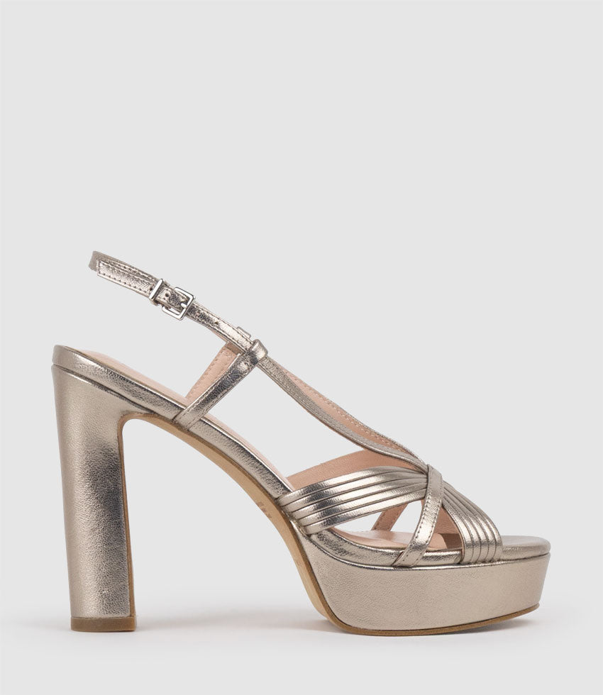SYRO110 V Strap Platform Sandal in Pewter - Edward Meller
