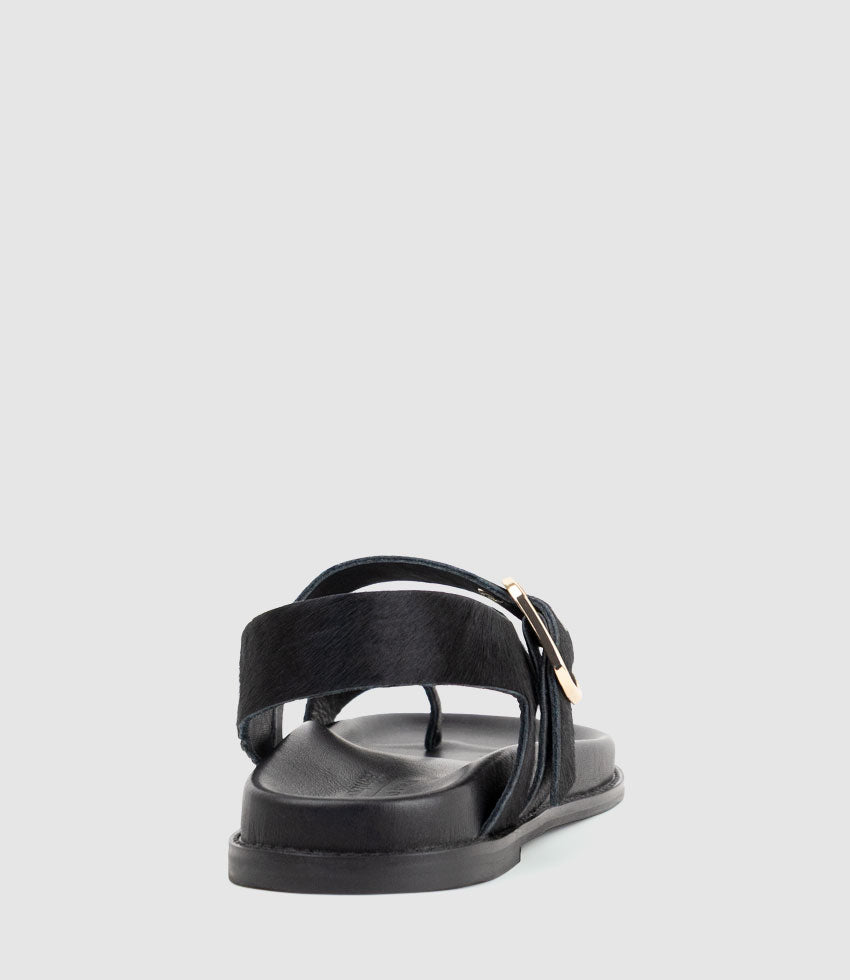 TALE Asymmetrical Thong on Unit in Black Pony Hair - Edward Meller