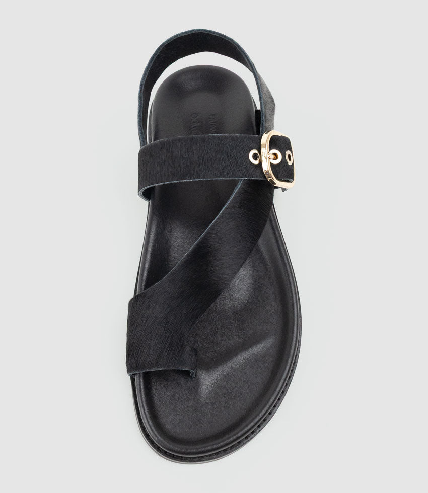 TALE Asymmetrical Thong on Unit in Black Pony Hair - Edward Meller