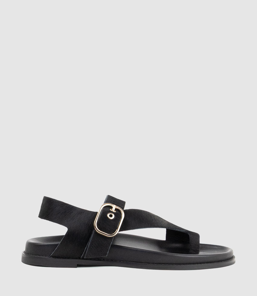TALE Asymmetrical Thong on Unit in Black Pony Hair - Edward Meller
