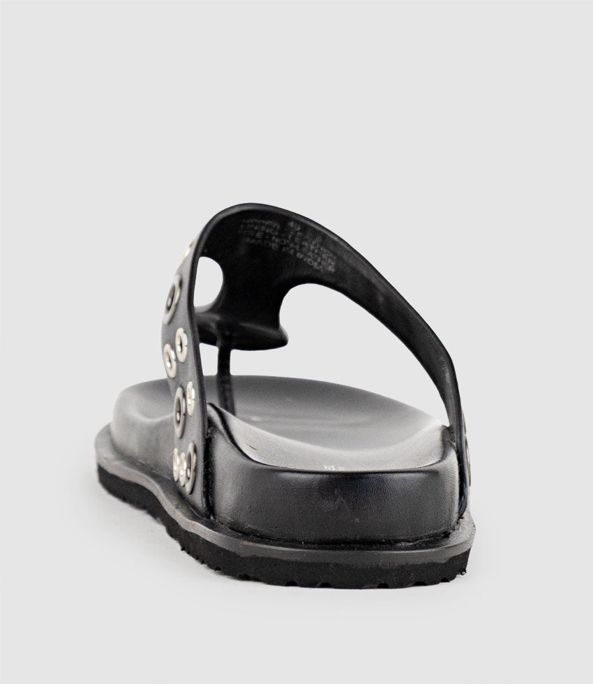 TALIAN Thong with Eyelets in Black - Edward Meller