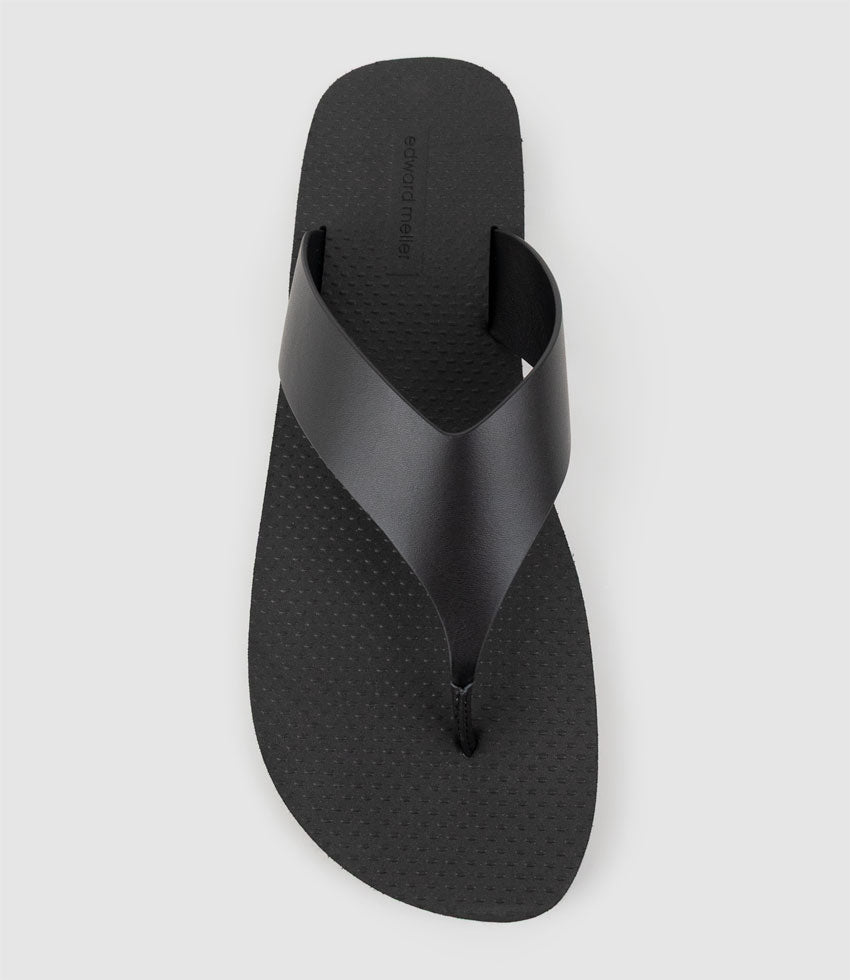 TALITA Leather Thong on Rubber Sole in Black - Edward Meller