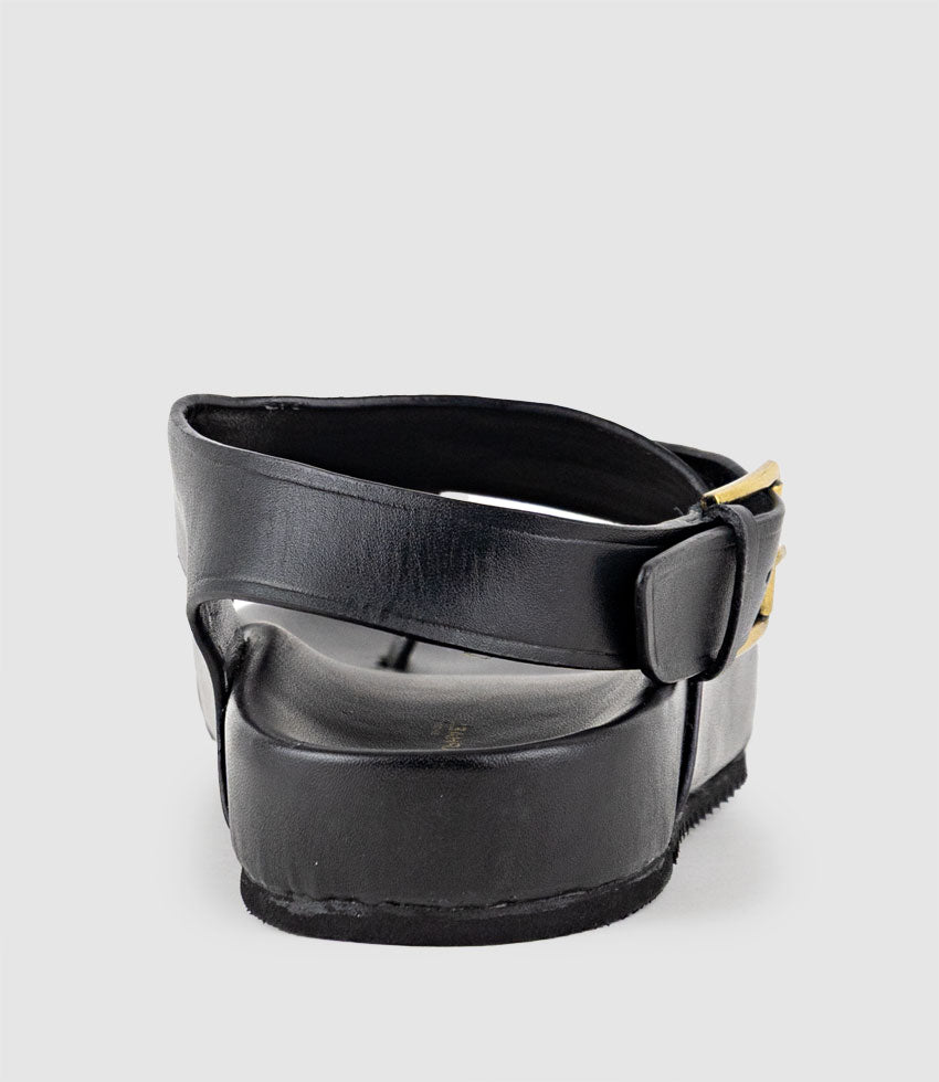 TAMRYN Crossover Sandal with Toe Thong in Black - Edward Meller