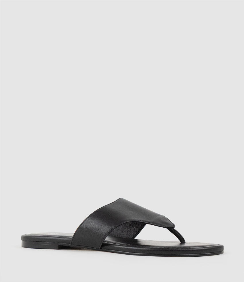 TIA Flat Thong Slide in Black - Edward Meller