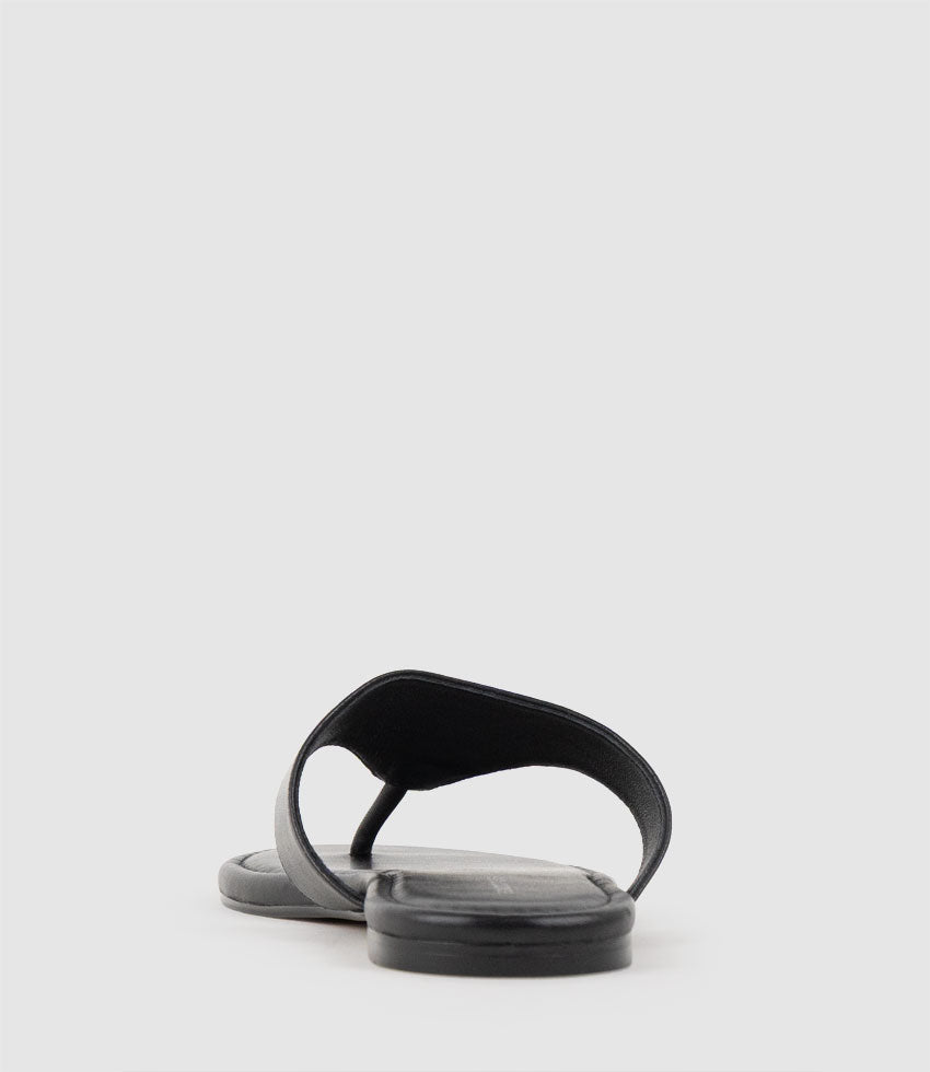 TIA Flat Thong Slide in Black - Edward Meller